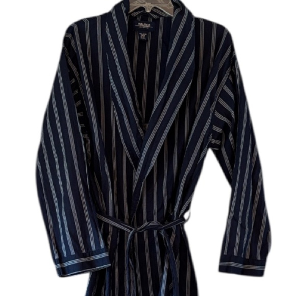Vintage Nautica Men's Navy Striped Bathrobe